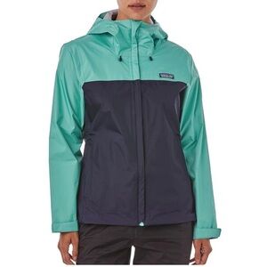 Patagonia Women's Rain Jacket - Aqua and Navy